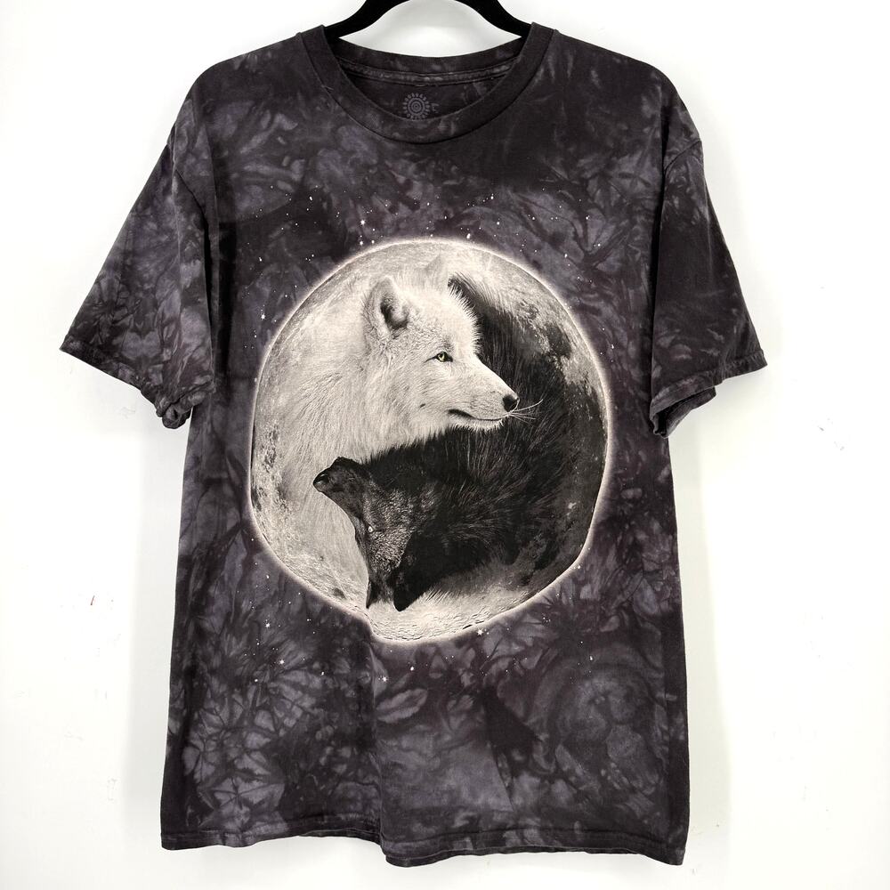 The Mountain Ying Yang Moon Wolf T Shirt Mens Sz L Tie Dye Moon Cotton